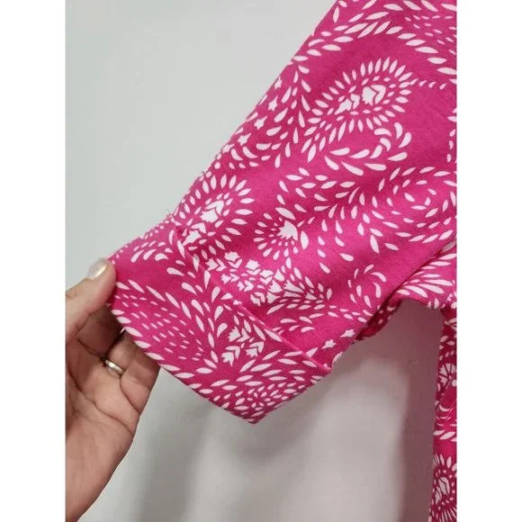 Karen Scott Womens T-Shirt Dress Medium Pink White Paisley Print Half Sleeve - Picture 2 of 7